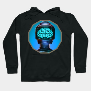 Jarhead - robot with a brain in a jar - blue Hoodie